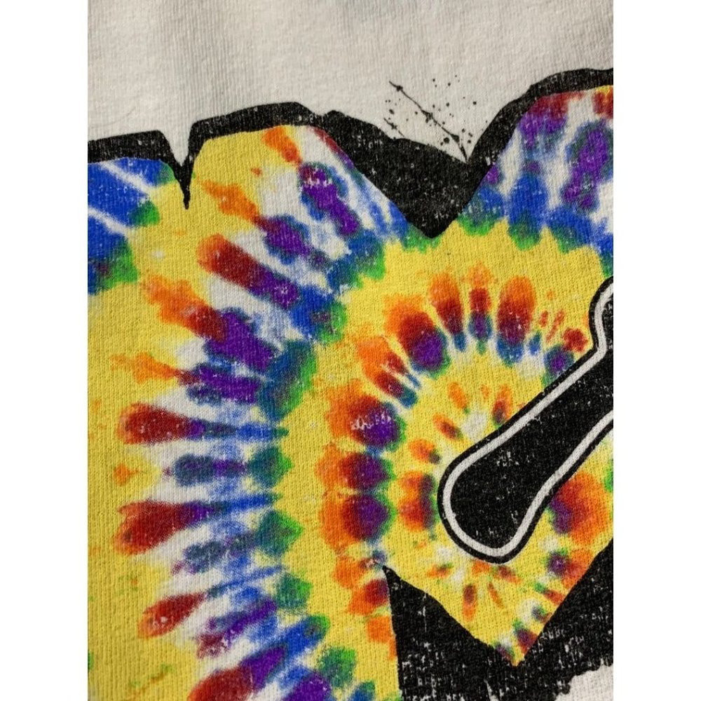 Small MTV Adult Unixex Tshirt Tie Dye Graffiti Logo White Short Sleeve - Picture 3 of 9